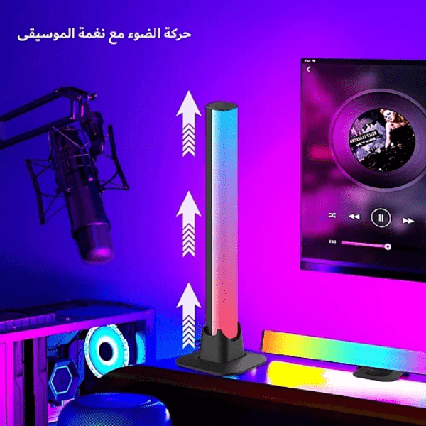 ⁦مصباح طاولة غطاء اسود لون انارة RGB مفرد بالبطارية⁩ - الصورة ⁦2⁩